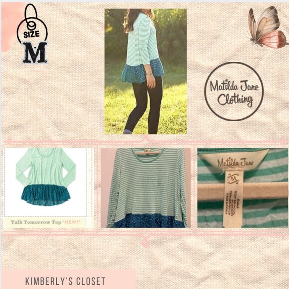 Matilda Jane Green Striped Top - Picture 3 of 6